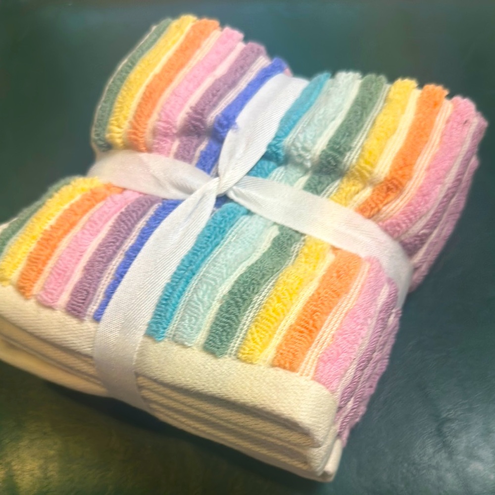 Colorful Striped Rachel Zoe Washcloths pack /4 cloths